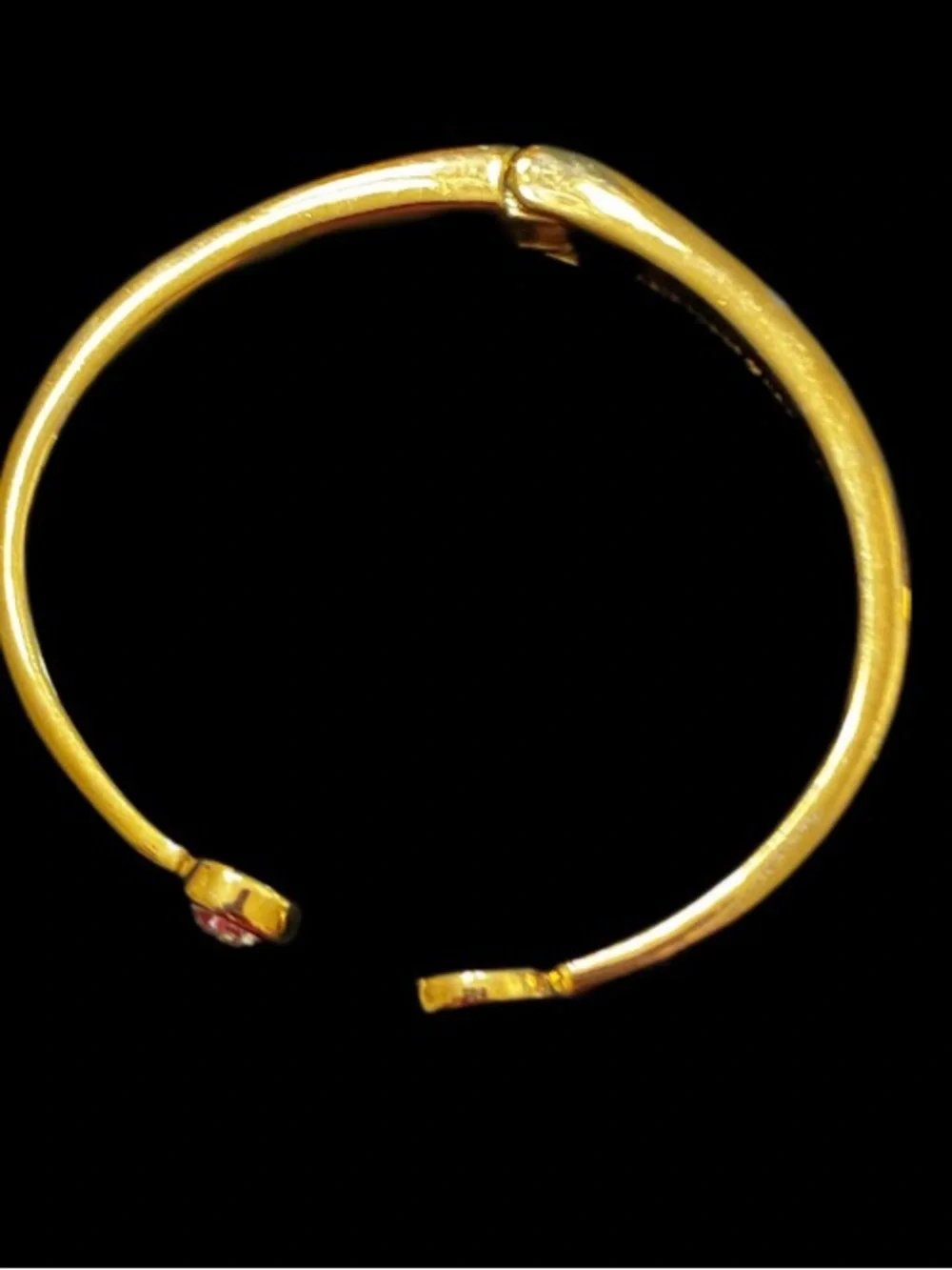 Kate Spade New York Gold Tone enamel, & crystal hinged cuff bracelet